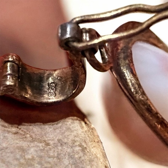 VINTAGE Elegant .925 MOTHER OF PEARL Pendant with extra security closure - Picture 4 of 5